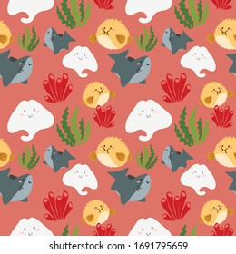 cute ocean life vector pattern