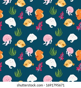 cute ocean life vector pattern