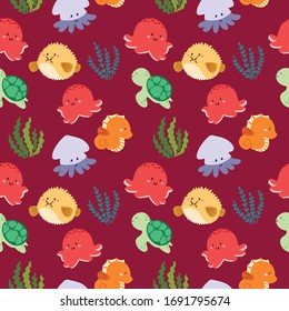 cute ocean life vector pattern
