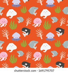 cute ocean life vector pattern