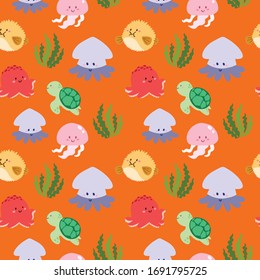 cute ocean life vector pattern
