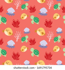 cute ocean life vector pattern
