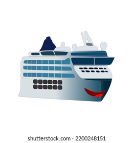 Cute Ocean Liner vector character. Funny Ship illustration in trendy design style. Suitable for many purpose, like for product mascot or children book or education video content.