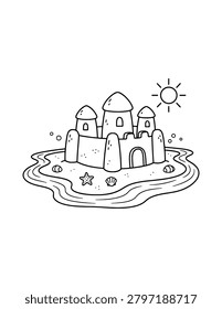 Cute Ocean Sandcastle Coloring