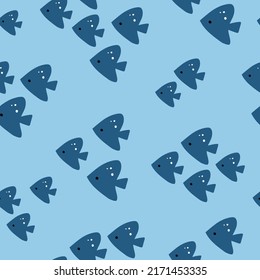 Cute Ocean Seamless Pattern Vector, Fish Simple Pattern