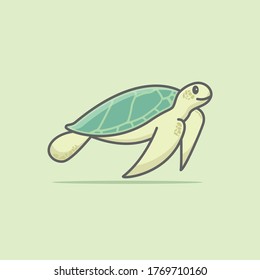 Cute ocean turtle vector illustration