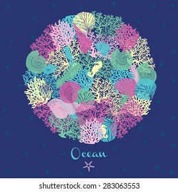 Cute ocean. Vector postcard.