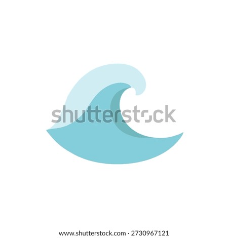 Cute Ocean Wave Cartoon Icon in Flat Style