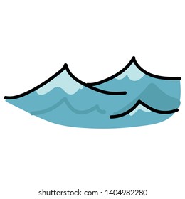 Cute ocean waves cartoon vector illustration motif set. Hand drawn isolated nautical elements clipart for aquatic blog, sea graphic, tide web buttons.