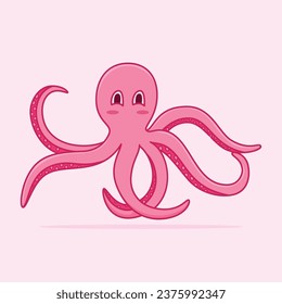 Cute Ocotopus  cartoon illustration, Cute Sea Animal Cartoon