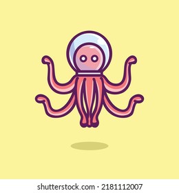cute octopus air helmet vector character