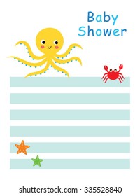 cute octopus baby arrival card
