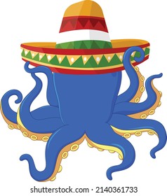 Cute octopus back side cartoon vector art and illustration
