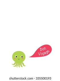 cute octopus bon voyage greeting card