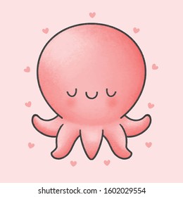 Cute octopus cartoon animal character vector. Cartoon character design.