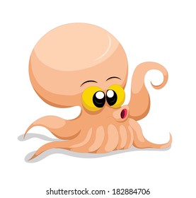 Cute octopus cartoon character