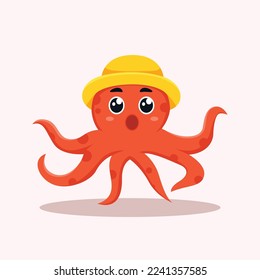 Cute Octopus Cartoon Character Illustration 