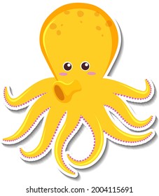 Cute octopus cartoon character sticker illustration
