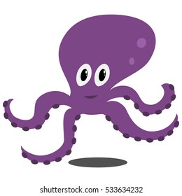 Cute Octopus cartoon character. Vector illustration isolated on white background.