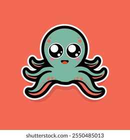 cute octopus cartoon colorful illustration