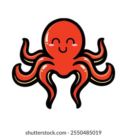 cute octopus cartoon colorful illustration