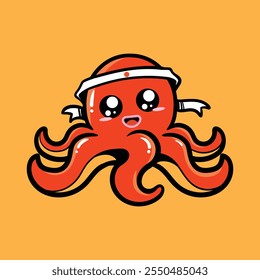 cute octopus cartoon colorful illustration