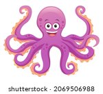 Cute octopus cartoon illustration isolated on white background