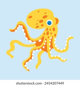 cute octopus cartoon illustration on white background.