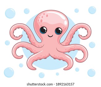 Cute Octopus Cartoon Illustrations Animals 