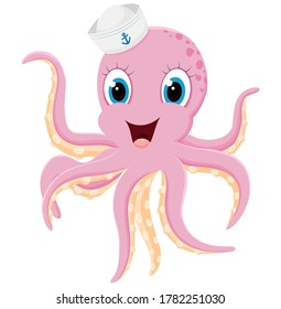 Cute Octopus cartoon , isolated on white background