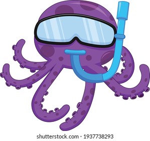 cute octopus cartoon isolated on white background