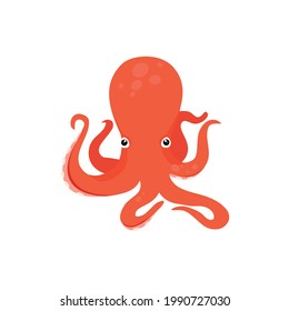 Cute octopus cartoon isolated on white background. Vector 