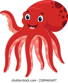 Cute octopus cartoon isolated on white background