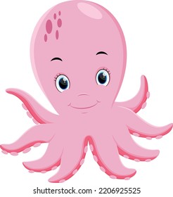 Caricatura de pulpo lindo aislada en fondo blanco