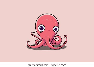 Cute octopus cartoon minimal vector