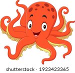 Cute octopus cartoon on white background