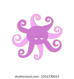 Cute octopus cartoon on white background vector