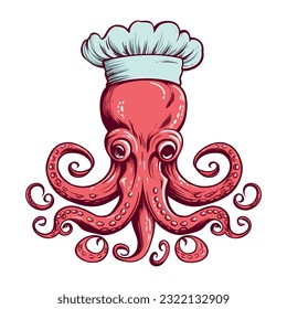 Cute octopus cartoon on white background