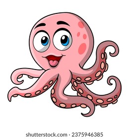 Cute octopus cartoon on white background
