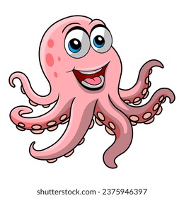 Cute octopus cartoon on white background