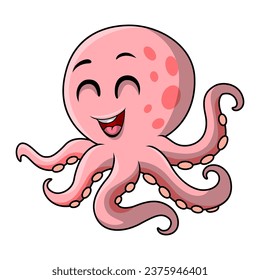 Cute octopus cartoon on white background