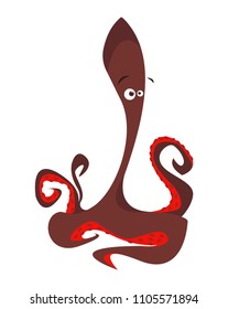 Cute octopus in cartoon style. Flat vector illustration isolated on white background