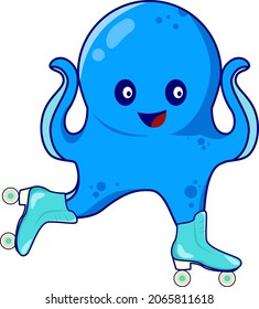 Cute octopus cartoon vector icon illustration. Animal nature concept icon isolated premium vector. Flat cartoon style