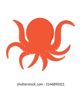 Ilustración de un vector de dibujos animados de pulpo cutáneo en color naranja para un icono clipart en un libro oceánico para niños