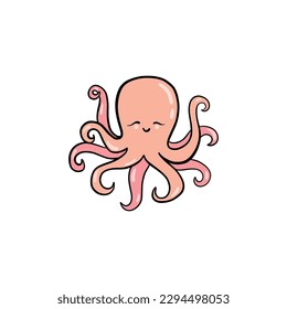 Cute Octopus Cartoon Vector Illustration for design element