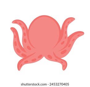 Cute Octopus Cartoon Vector Illustration in pink color for icon clipart in kids ocean book isolated on white background