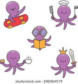 Cute octopus cartoon vector illustration