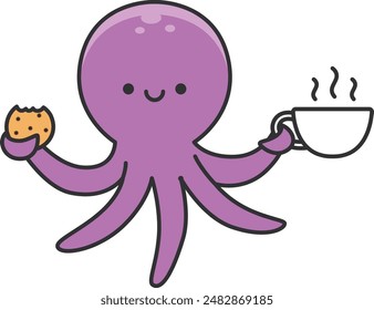 Cute octopus cartoon vector illustration