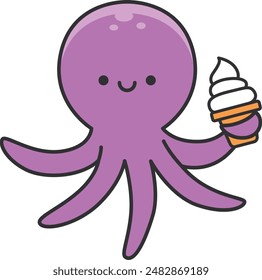 Cute octopus cartoon vector illustration