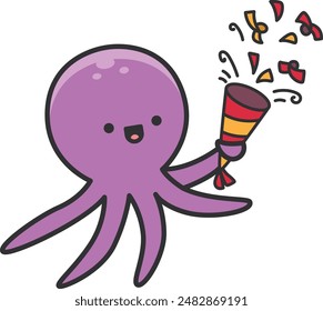 Cute octopus cartoon vector illustration